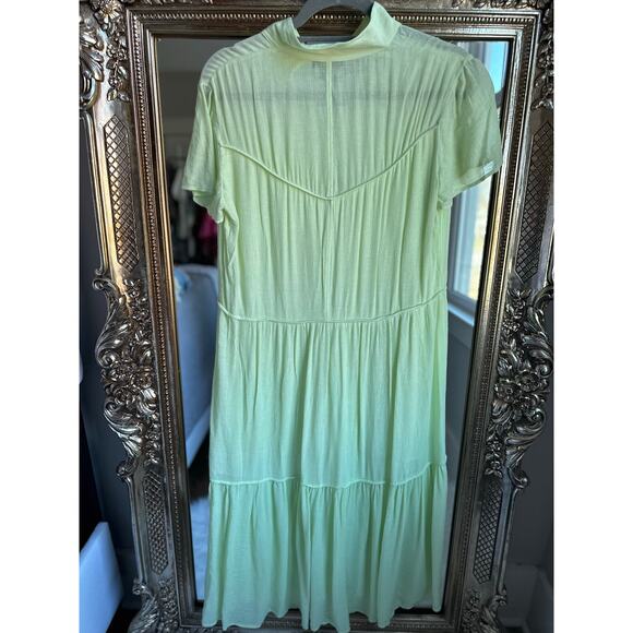Rag & Bone Libby Tiered Seam Crinkle Midi Dress Lime Green XS - Picture 5 of 7